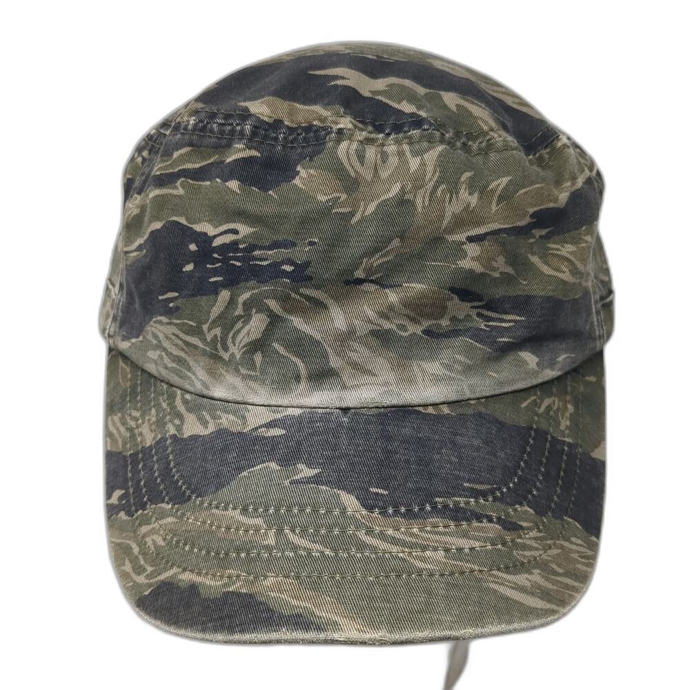Army Cap Green Tigerstripe Camo One Size Side Zipper Pocket Slideback Cadet Hat